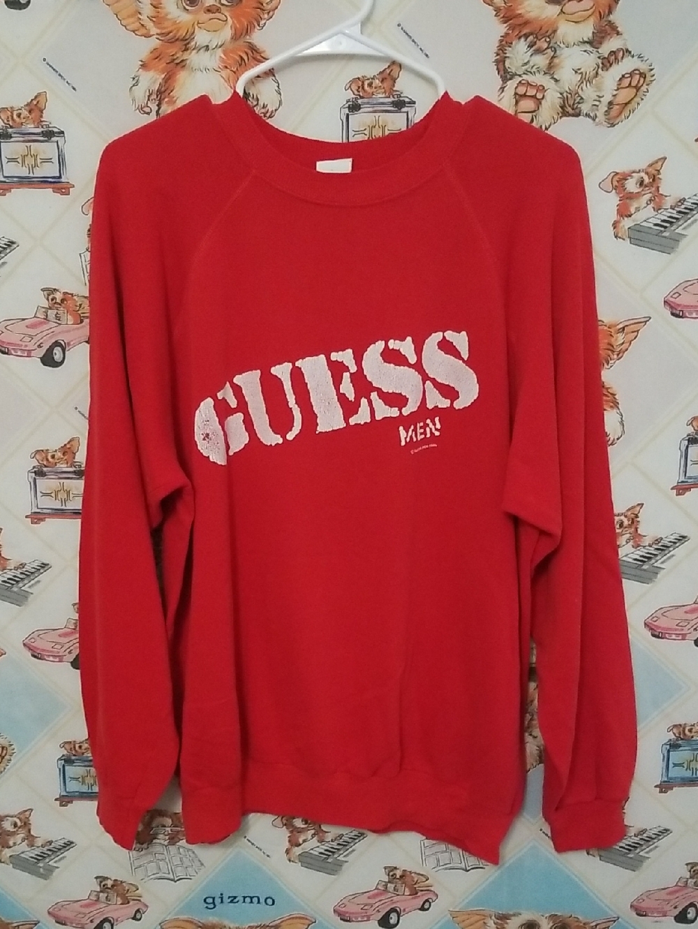 Vintage 1986 80s Guess Men Rare Logo Red Sweatshirt Crewneck Size XL